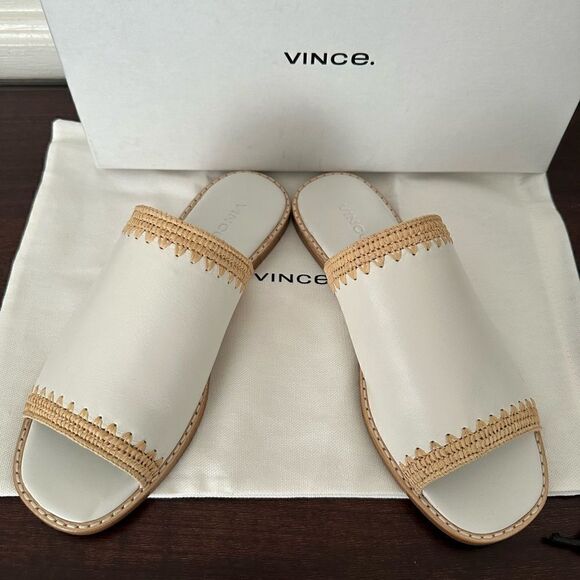 - Vince slide soft top grain all leather open toe slip on lightweight sandals - Picture 12 of 13